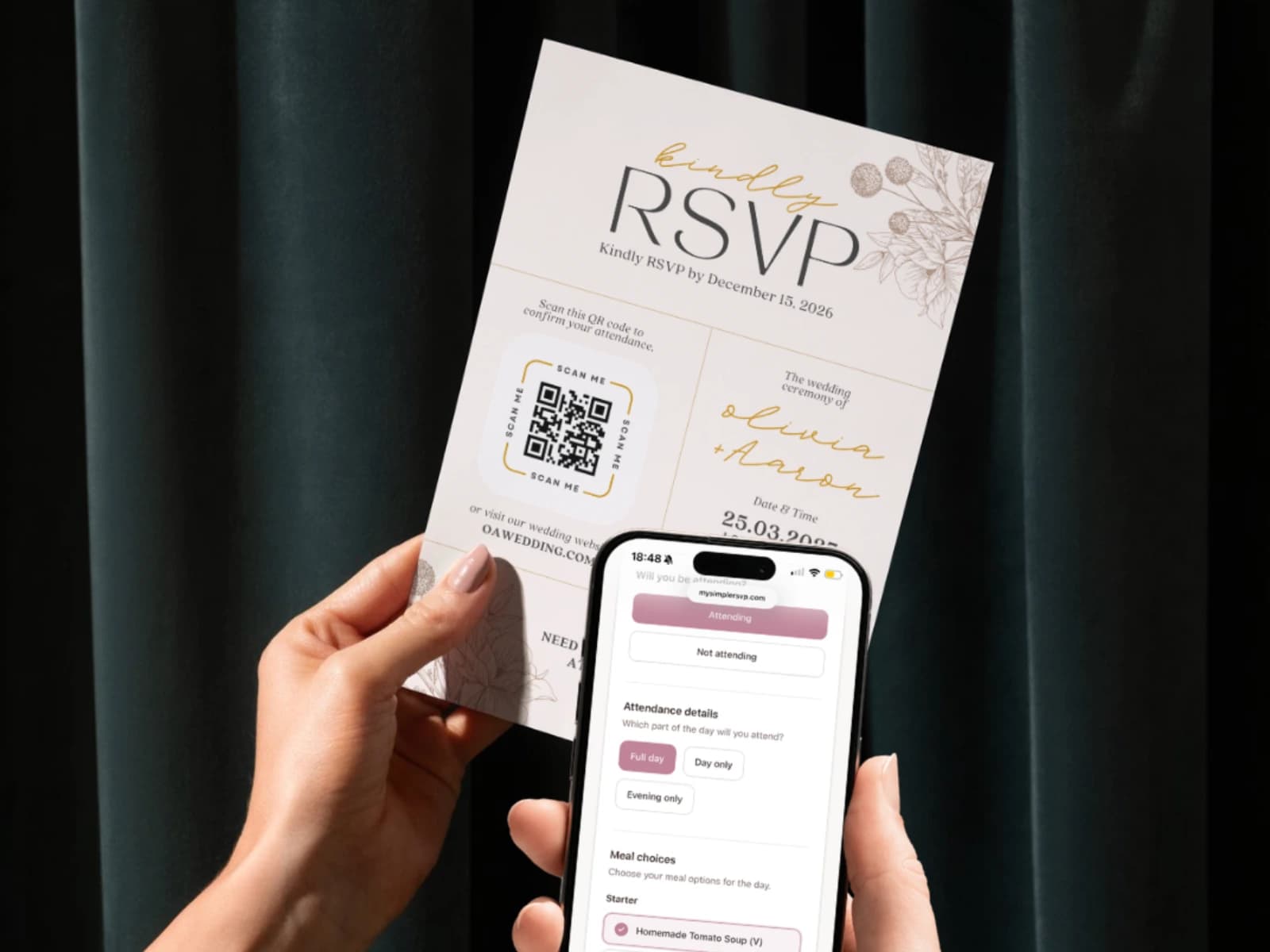 MySimpleGallery sharing page with RSVP link and QR code
